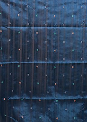 Blue Tussar Silk Saree With Blouse Piece