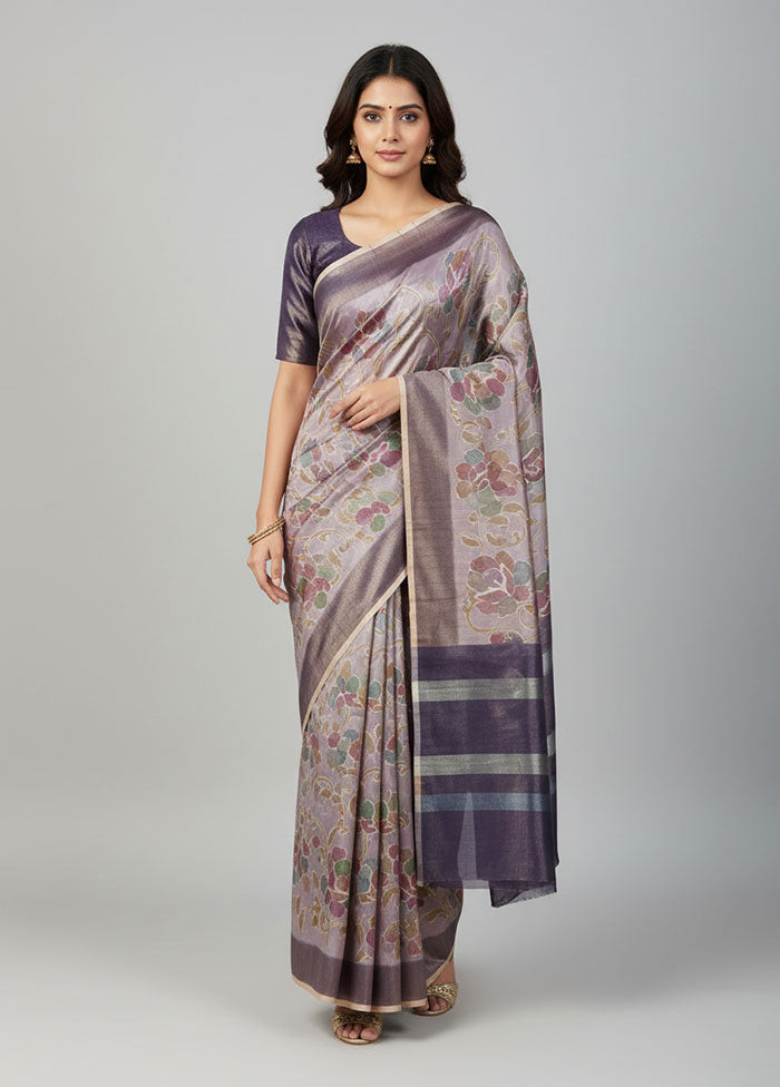 Blue Tissue Silk Saree With Blouse Piece