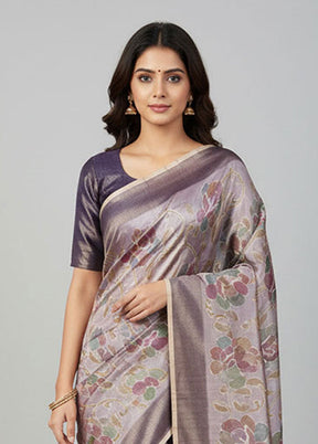 Blue Tissue Silk Saree With Blouse Piece