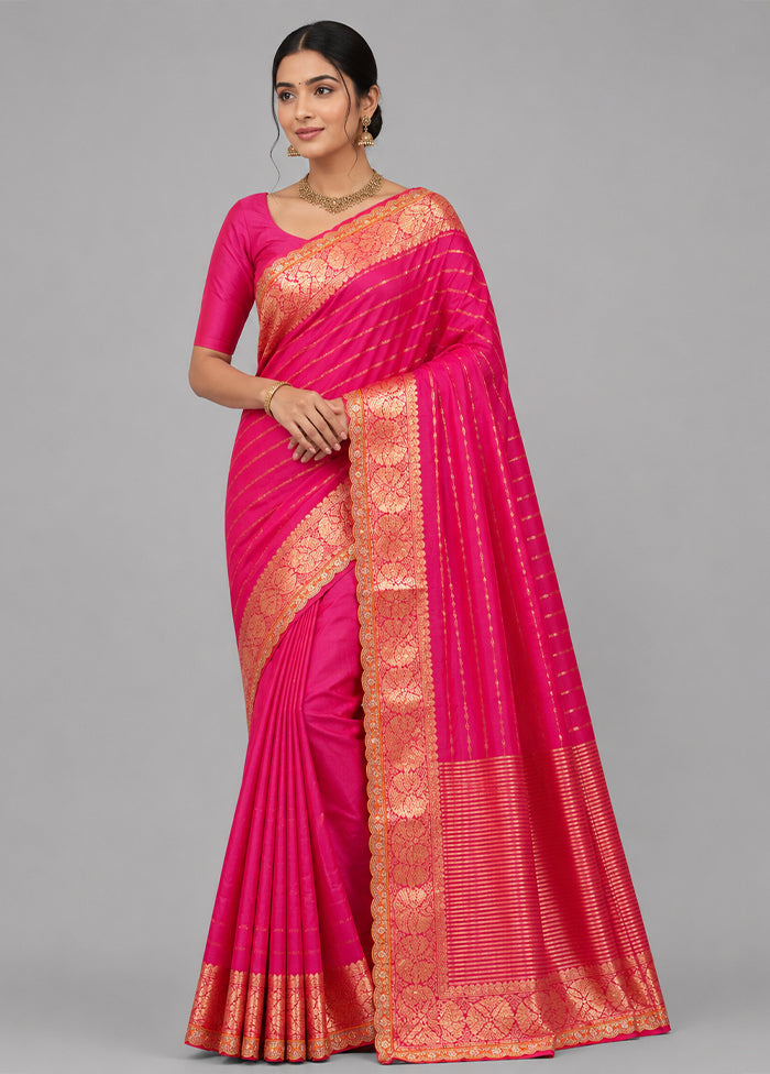 Pink Chiffon Silk Saree With Blouse Piece