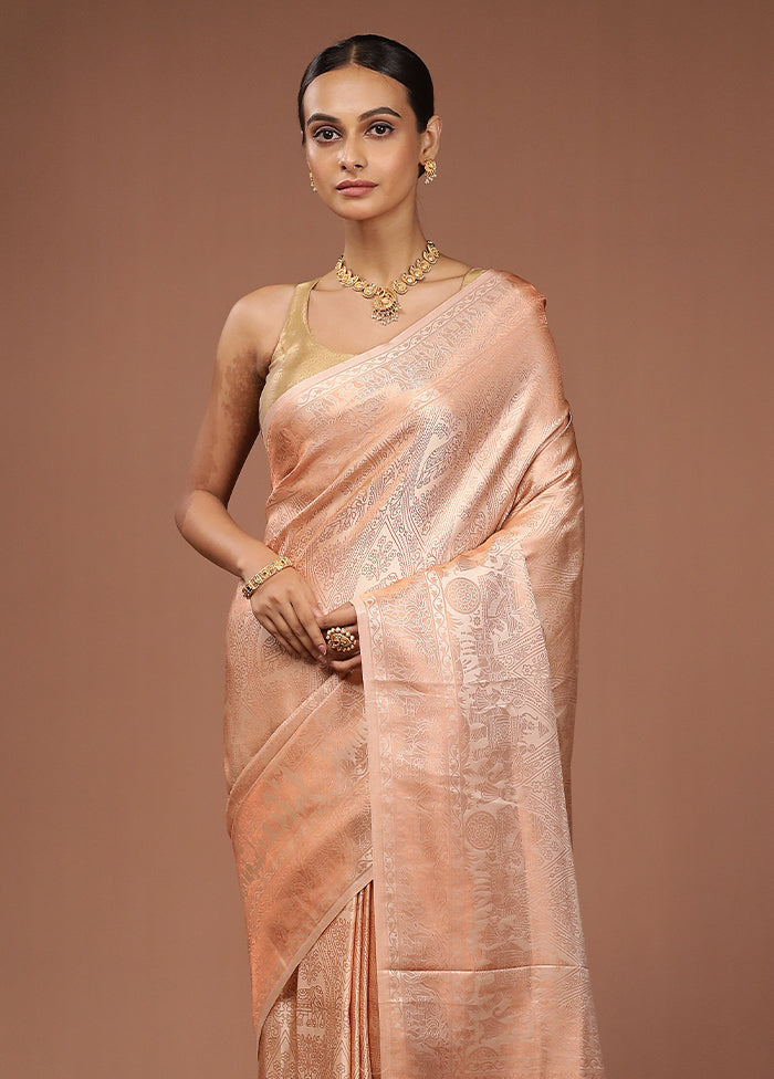 Cream Dupion Silk Saree With Blouse Piece