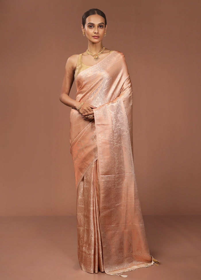 Cream Dupion Silk Saree With Blouse Piece