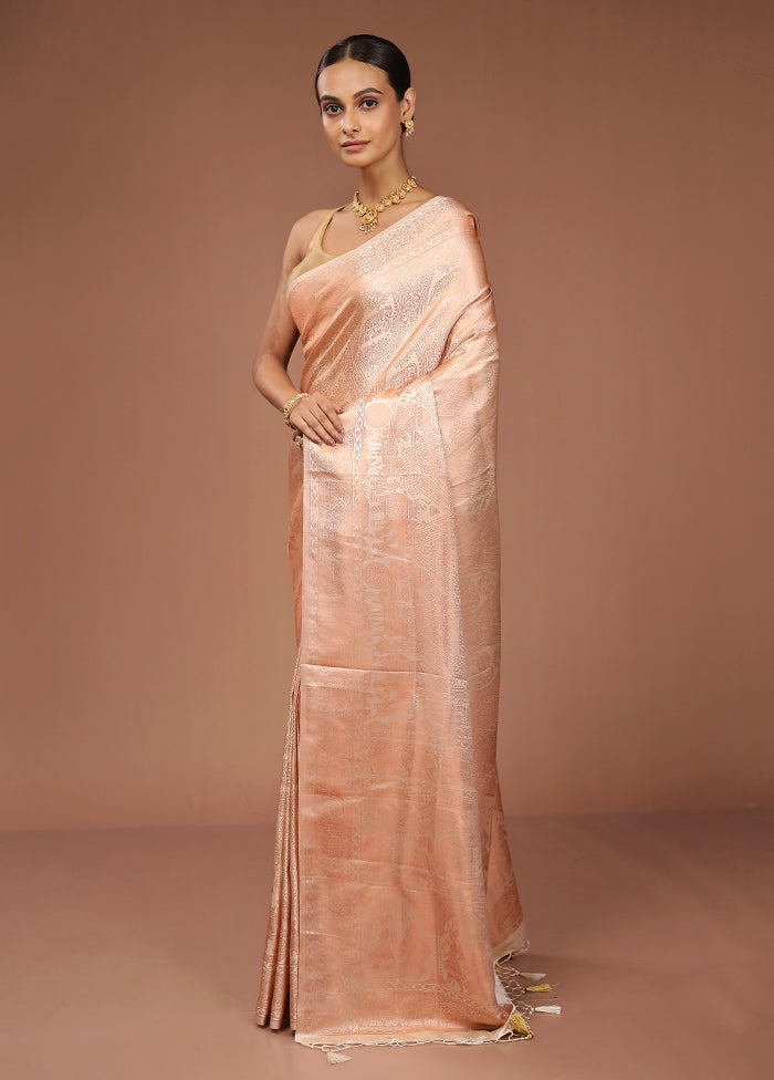 Cream Dupion Silk Saree With Blouse Piece