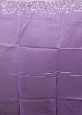 Purple Chanderi Cotton Saree With Blouse Piece