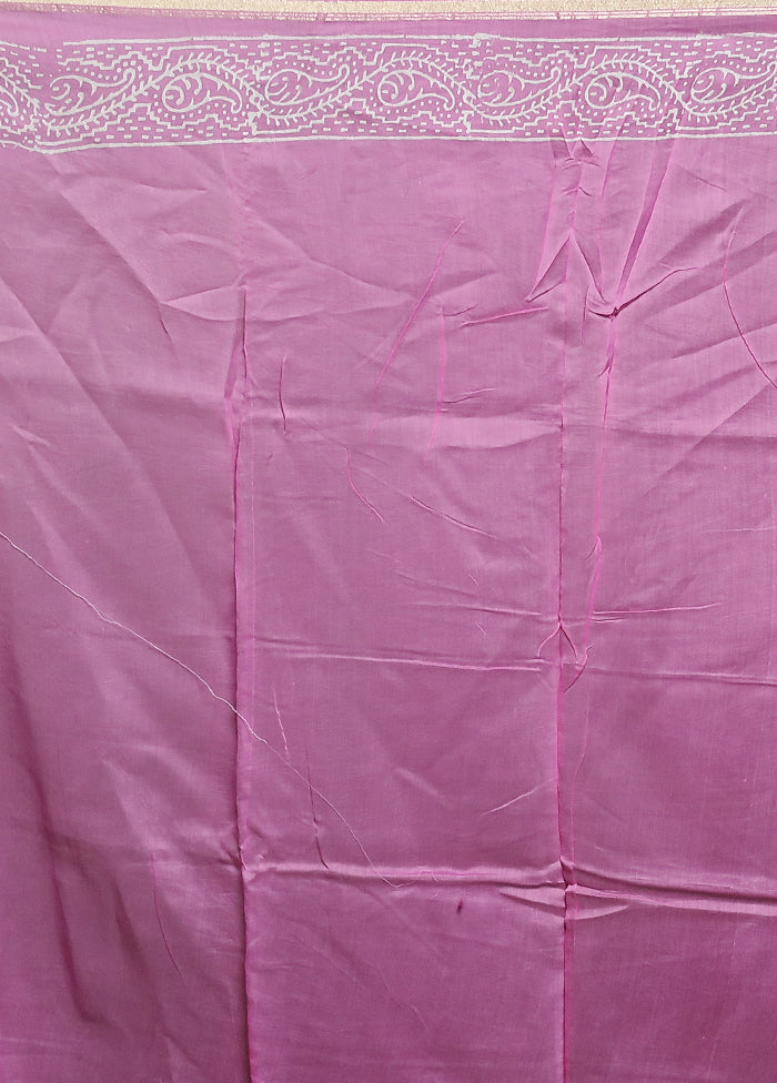 Pink Chanderi Cotton Saree With Blouse Piece