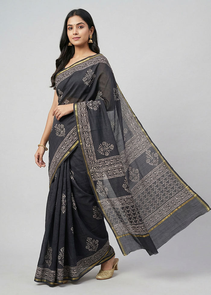 Blue Chanderi Silk Saree With Blouse Piece