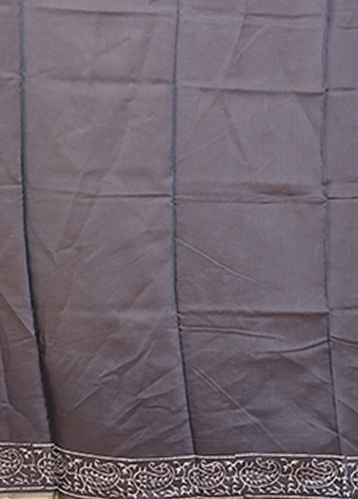 Grey Chanderi Silk Saree Without Blouse Piece