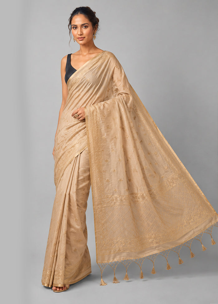 Cream Organza Saree With Blouse Piece