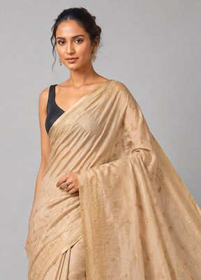 Cream Organza Saree With Blouse Piece