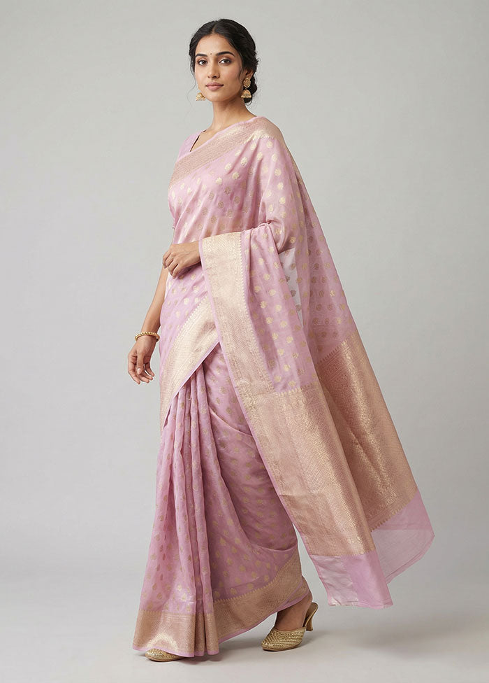 Purple Organza Saree With Blouse Piece