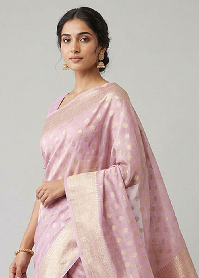 Purple Organza Saree With Blouse Piece
