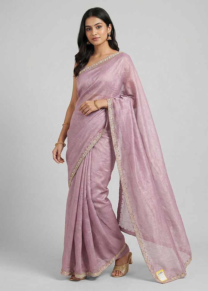 Purple Tissue Silk Saree With Blouse Piece