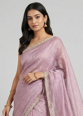 Purple Tissue Silk Saree With Blouse Piece