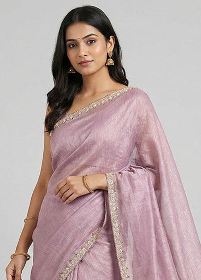 Purple Tissue Silk Saree With Blouse Piece