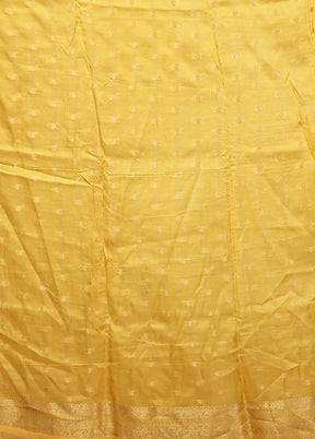 Yellow Dupion Silk Saree With Blouse Piece