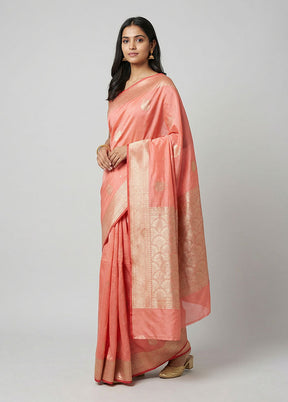 Pink Dupion Silk Saree With Blouse Piece