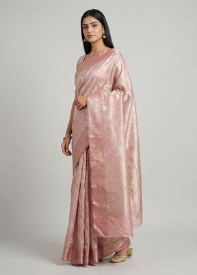 Pink Tissue Silk Saree With Blouse Piece