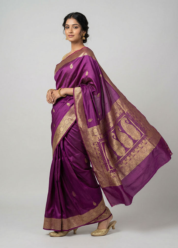 Pink Banarasi Silk Saree With Blouse Piece