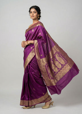 Pink Banarasi Silk Saree With Blouse Piece