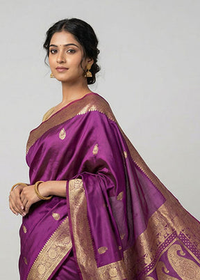 Pink Banarasi Silk Saree With Blouse Piece