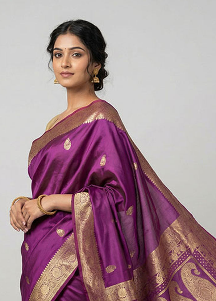Pink Banarasi Silk Saree With Blouse Piece