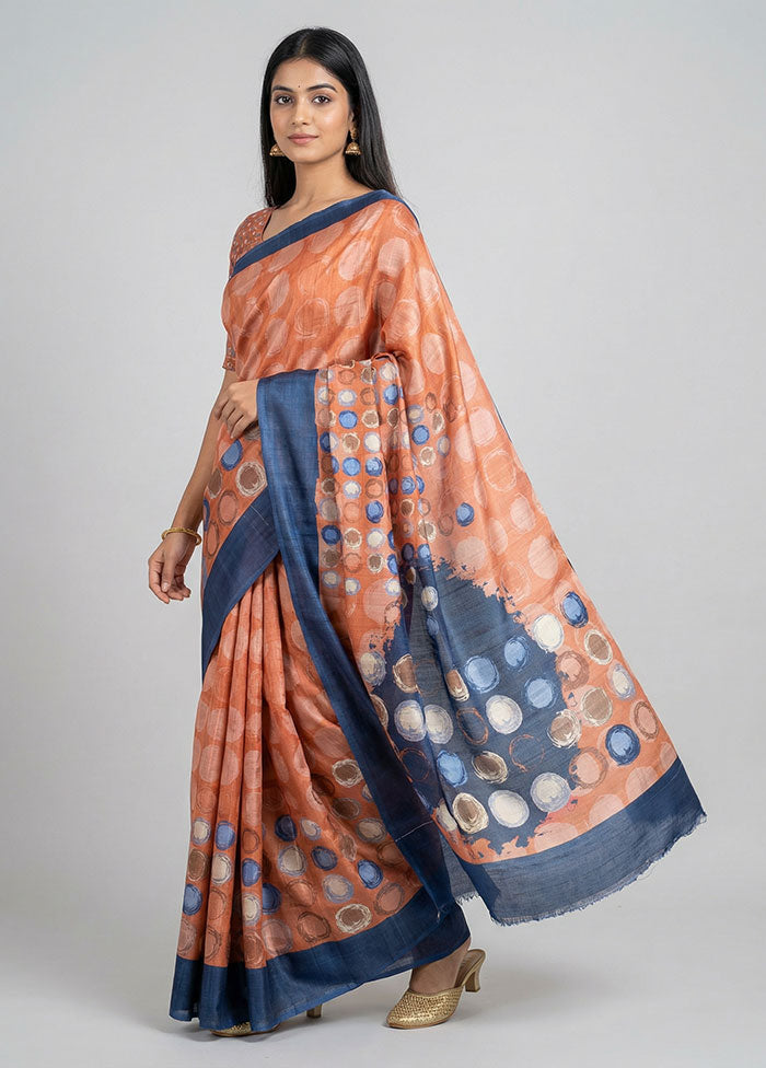Pink Printed Silk Saree Without Blouse Piece