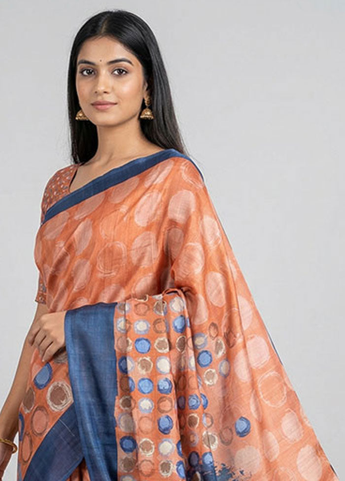 Pink Printed Silk Saree Without Blouse Piece