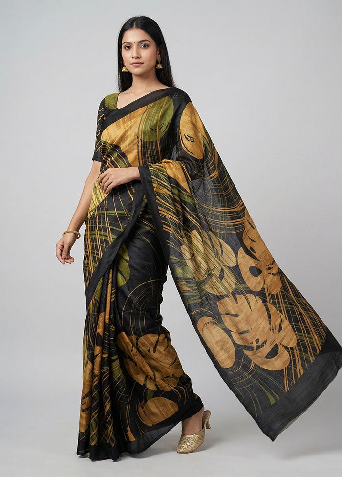 Multicolor Printed Silk Saree Without Blouse Piece