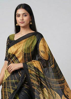 Multicolor Printed Silk Saree Without Blouse Piece