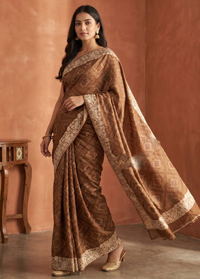 Brown Tussar Silk Saree With Blouse Piece