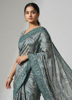 Blue Tussar Silk Saree With Blouse Piece