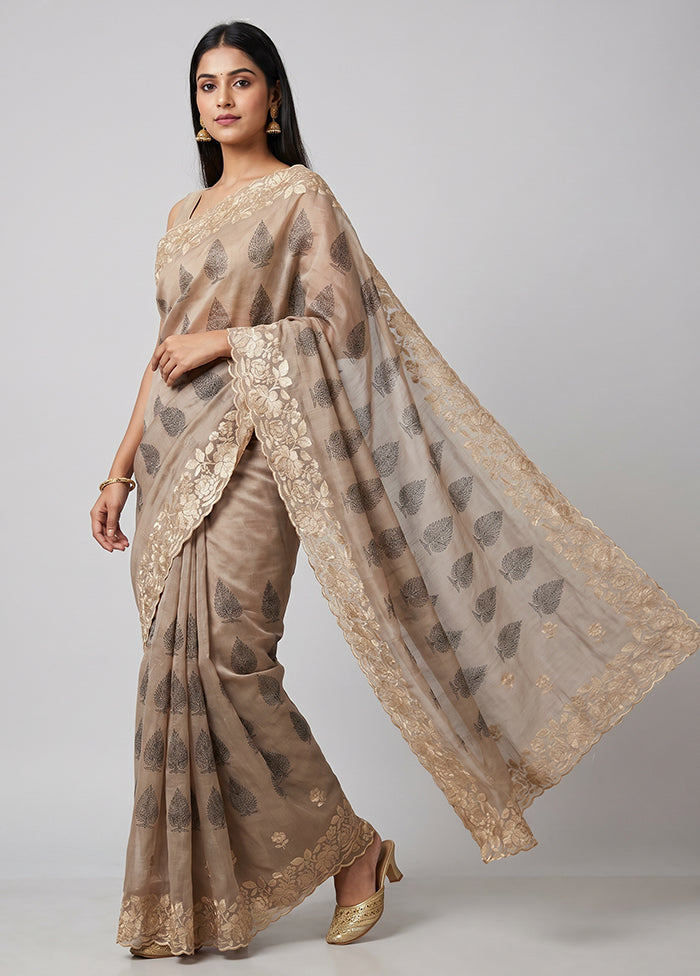 Pink Tussar Silk Saree With Blouse Piece