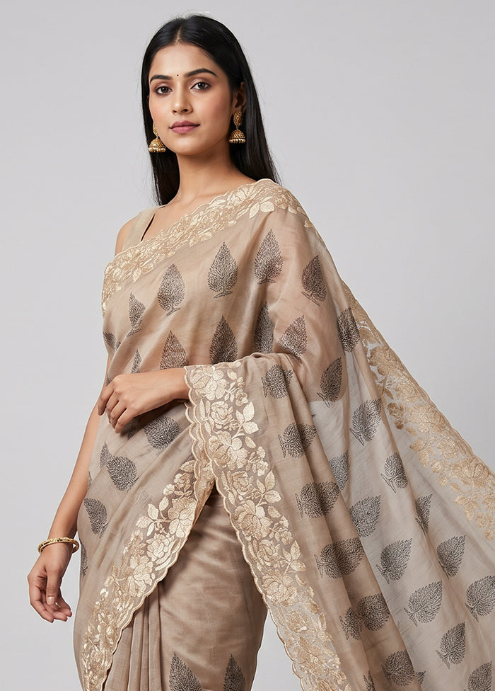 Pink Tussar Silk Saree With Blouse Piece