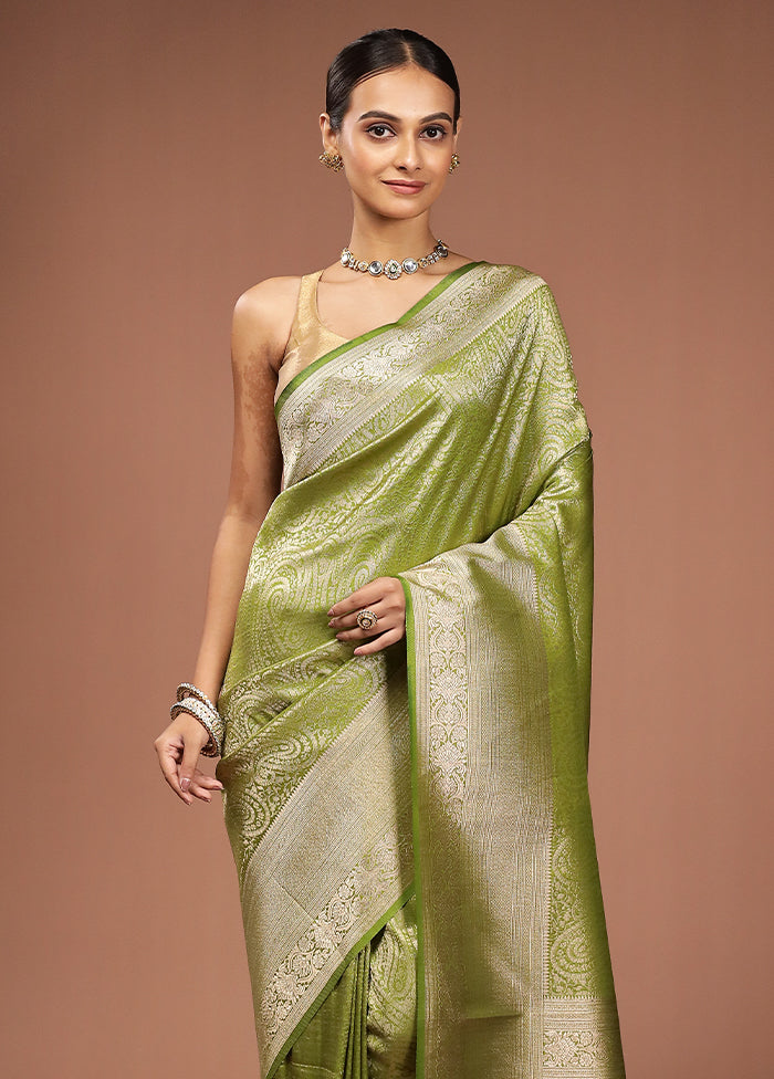 Green Dupion Silk Saree With Blouse Piece