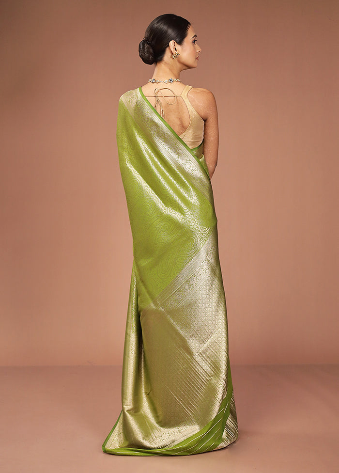Green Dupion Silk Saree With Blouse Piece