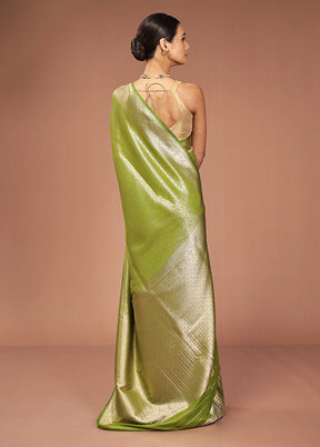Green Dupion Silk Saree With Blouse Piece