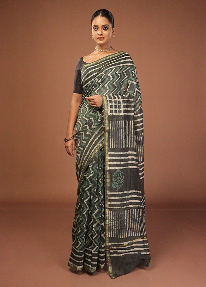 Grey Chanderi Silk Saree With Blouse Piece