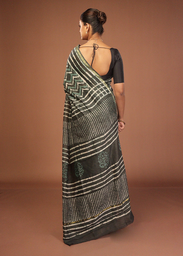 Grey Chanderi Silk Saree With Blouse Piece