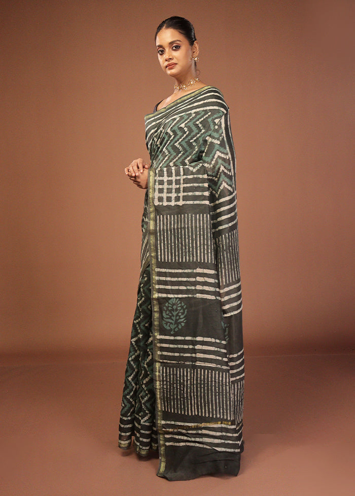 Grey Chanderi Silk Saree With Blouse Piece