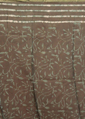 Grey Chanderi Silk Saree With Blouse Piece