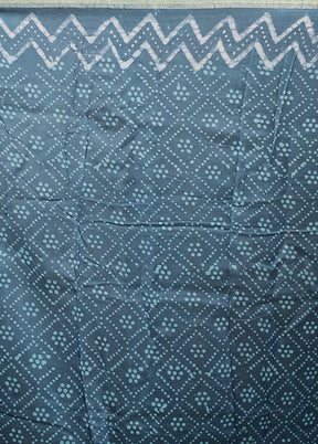 Blue Chanderi Cotton Saree With Blouse Piece