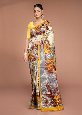 Multicolor Printed Pure Silk Saree Without Blouse Piece