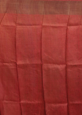 Cream Handloom Tussar Pure Silk Saree With Blouse Piece