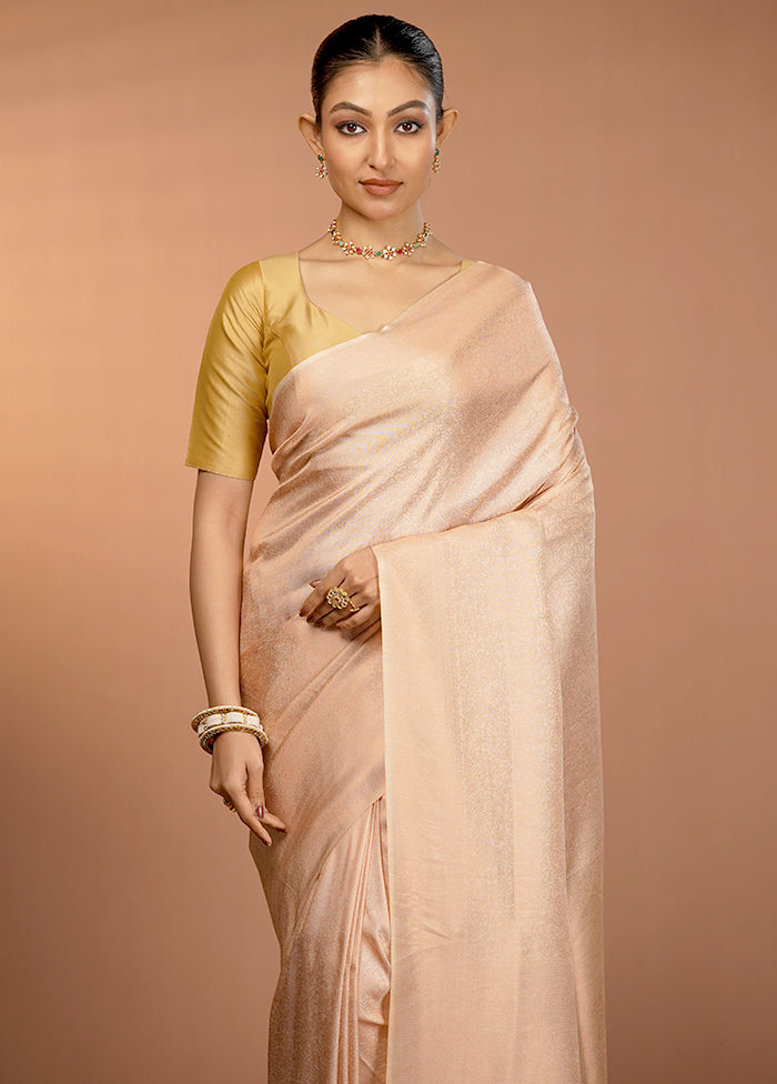 Cream Dupion Silk Saree With Blouse Piece