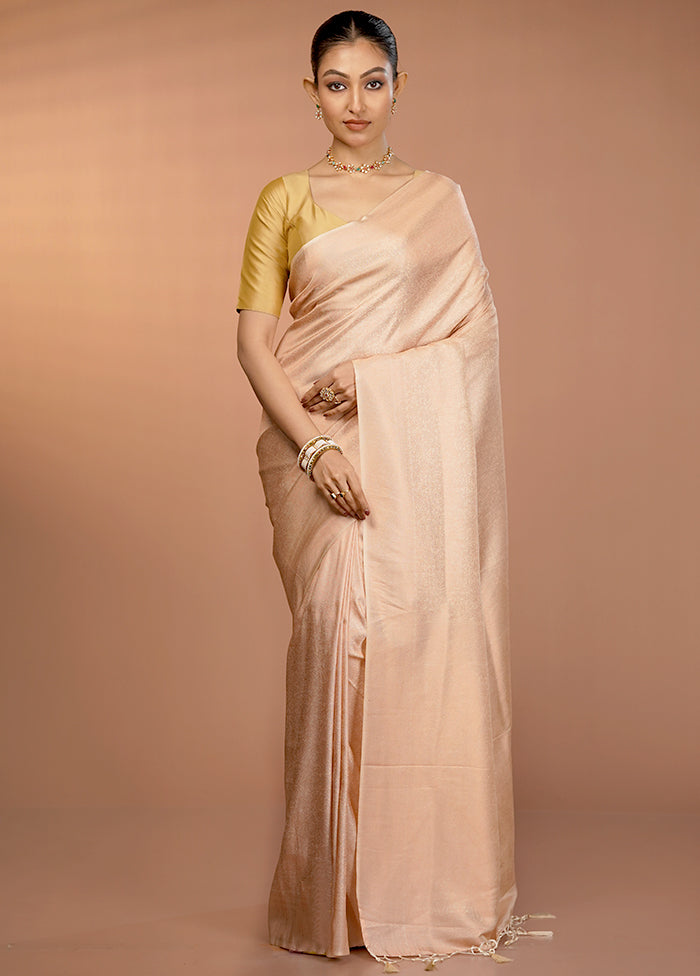 Cream Dupion Silk Saree With Blouse Piece