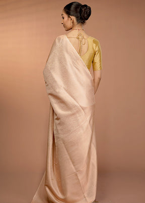Cream Dupion Silk Saree With Blouse Piece