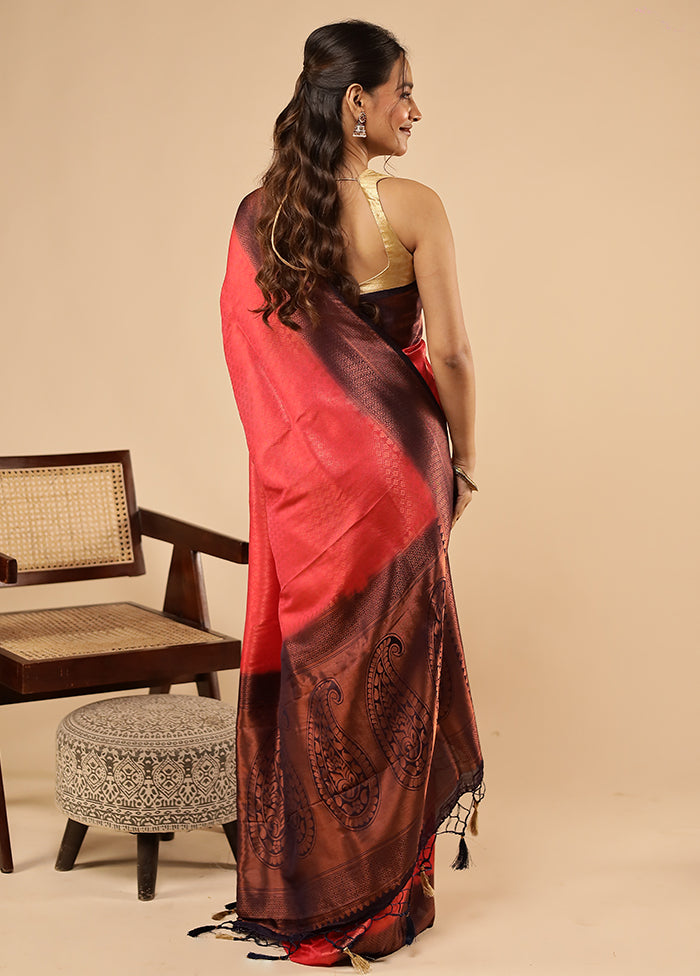 Pink Dupion Silk Saree With Blouse Piece