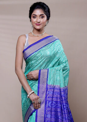 Green Handloom Bomkai Pure Silk Saree With Blouse Piece