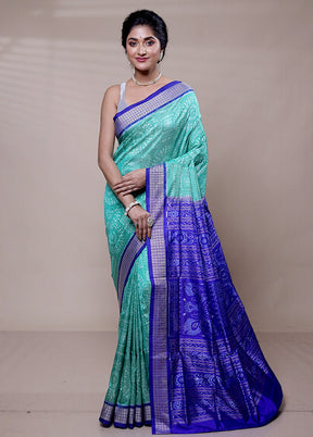 Green Handloom Bomkai Pure Silk Saree With Blouse Piece
