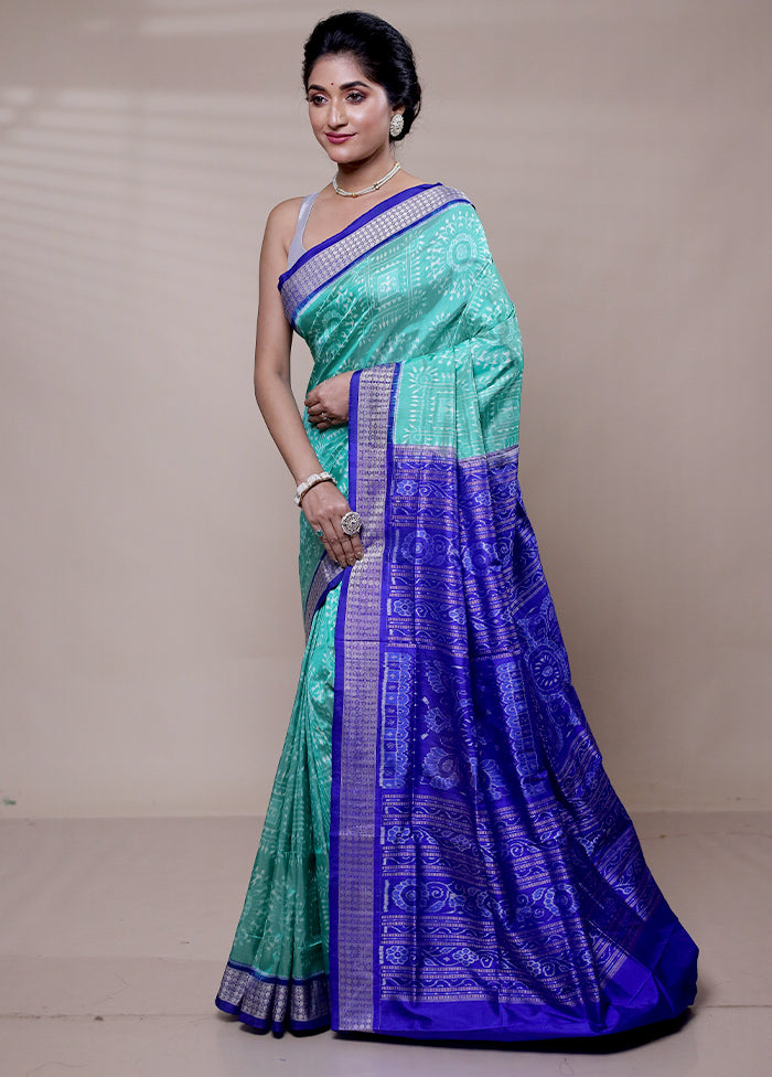 Green Handloom Bomkai Pure Silk Saree With Blouse Piece